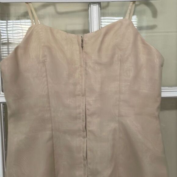 Raffaella chiffon beige Y2K spaghetti strap mini cocktail dress size medium - Picture 7 of 16